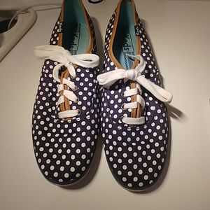Navy blue polka dot keds